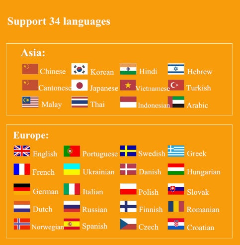 GLOBAL translator 34 languages Two-way translation Simultaneous interpreter Instant translation