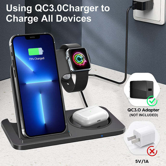 Three In One Dual Coil Wireless Charger